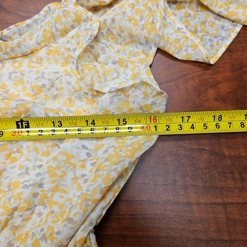 Hello Molly Yellow Floral Ruffle Mini Dress Cottagecore Coquette Sun Dress M - Picture 6 of 14